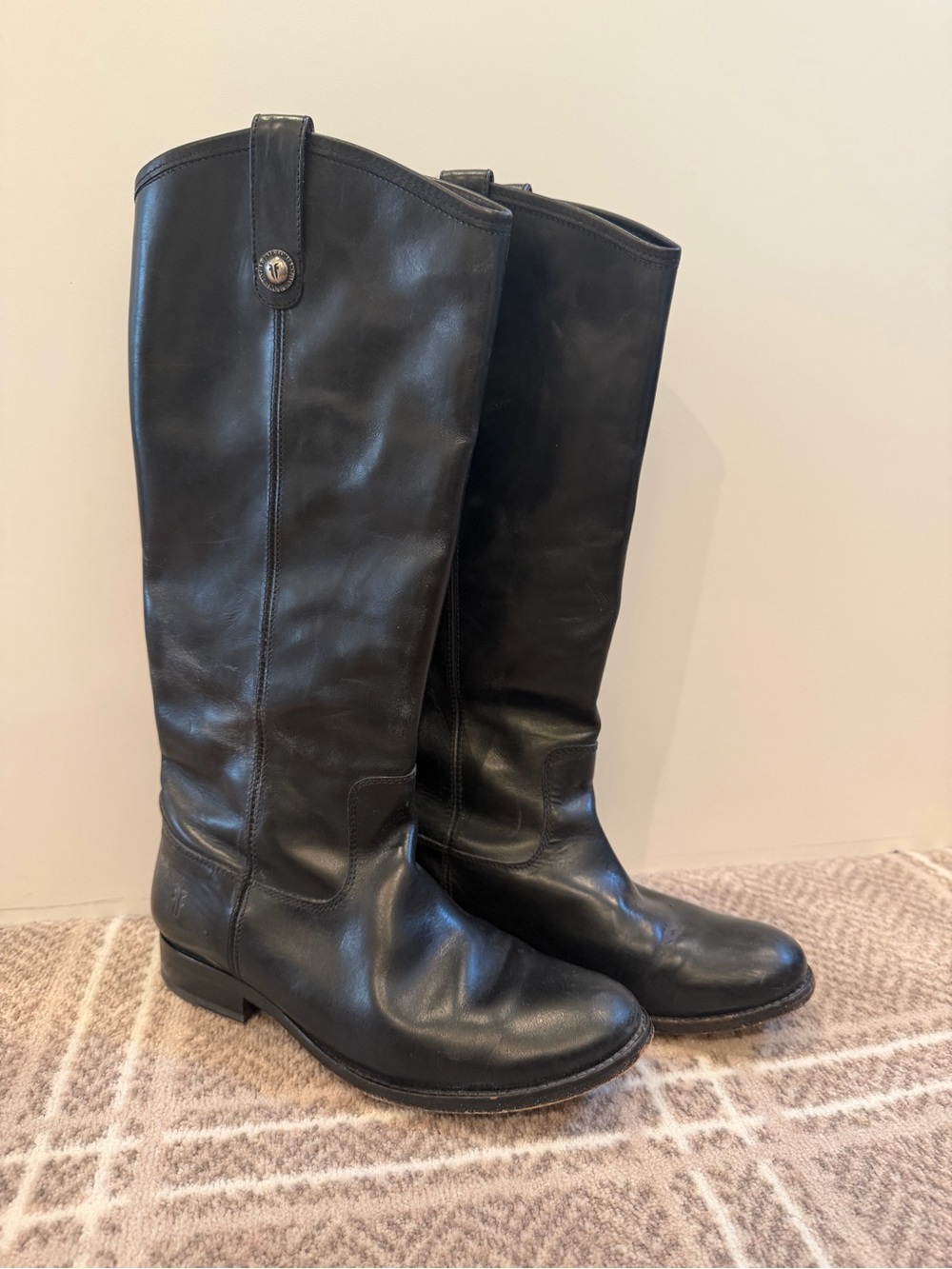 Frye Melissa Button Black Leather Boots